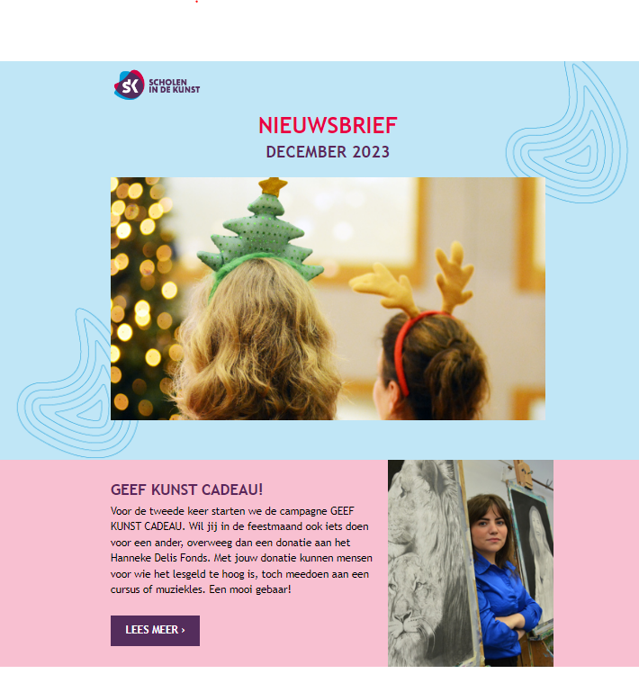 Schermafdruk van digitale nieuwsbrief